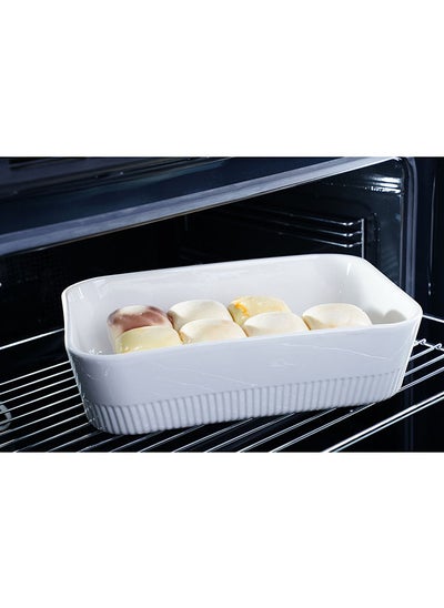 Buy Begav Rectangular Casserole W/Wooden Base White 3.1L in UAE