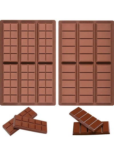 Buy 2Pcs Silicone Moulds Chocolate Bar Sweet Moulds Candy Moulds Jelly Moulds Rectangle Baking Silicon Bakeware Mold Shape Soap Wax Flexible Baking Mould (6 Cell 10 Section) in UAE