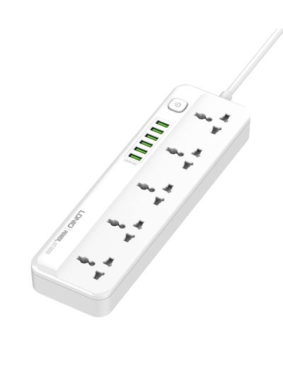 Buy Power Strip Protector With5 Ac Outlets And 6 Usb Charging Ports Power Socket, With 2M Cord 2500w - SC5614 White in Egypt