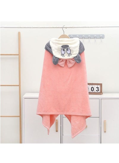 Buy Cute Coral Fleece Minnie Kids Bathrobe With Hat Pink 70*140cm in Saudi Arabia