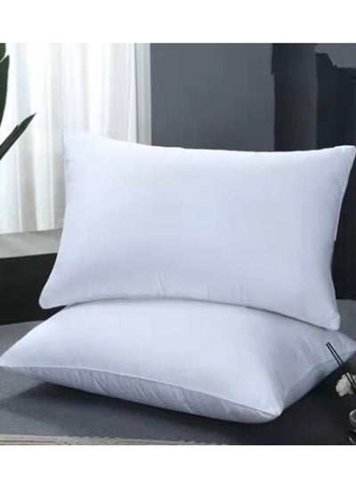 Buy Set of 2-Bed Pillow Single Piping Hotel Standard Extra Soft Microfiber Anti Allergic&Anti-bacterial, Striped White, Size(50x70CM) in UAE