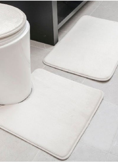 Buy 4-Piece Memo Foam Bathmat Set White 80 x 50 cm in Saudi Arabia