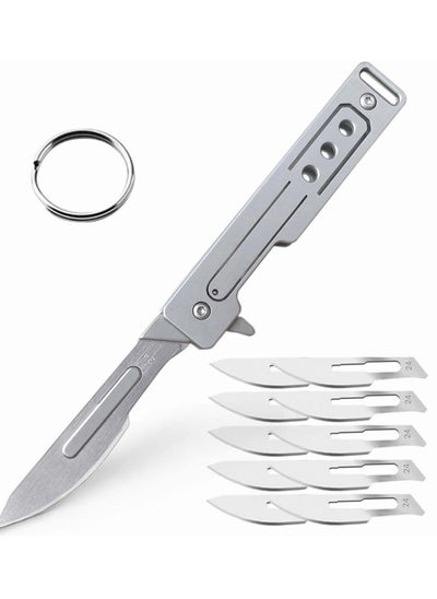 Buy Utility Blade Foldable Carbon Steel Unpacking Blade DIY Cutting Hand Tools 24# x10pcs Replaceable Blade for Professional Wallpaper Cutting Camping Hiking in Saudi Arabia