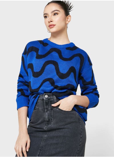 Buy Intarsia Printed Sweater in UAE