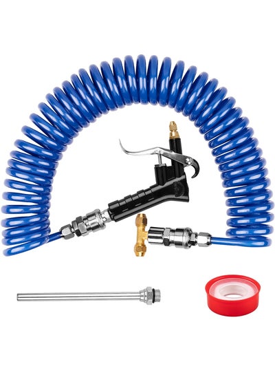 اشتري Air Duster Blow Cleaning Gun, Heavy Duty Truck with 23FT Meter Long Coil and Interchangeable Nozzle Tip, Air Seat Blow Gun Kit for Semi Truck Accessories, Push to Connect Fitting (Blue) في الامارات