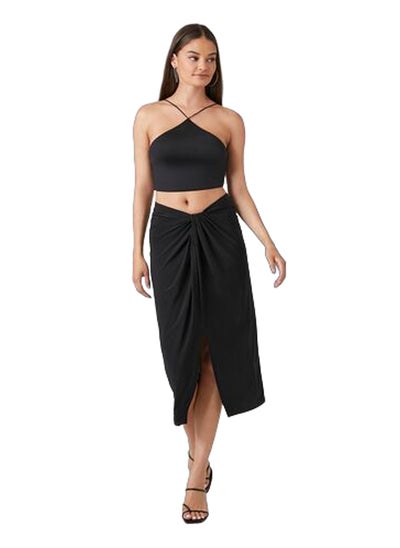 Buy Ruched Twisted Slit Midi Skirt in Egypt