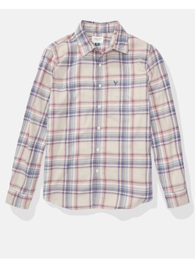 Buy AE Slim Fit Plaid Button-Up Shirt in Saudi Arabia