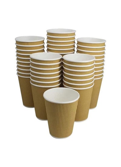 Buy Disposable Ripple Cup Brown 12 Ounce Without Lid Kraft Hot Tea Coffee Hot Drinks 10 Pieces in UAE