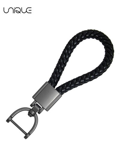 Buy Metal Car Keychain, Universal Black Leather, Keyring Woven Strap Braided Rope Key Chain for Men and Women - Matte Color, with 360 Degree Rotatable D-Ring with Removal Tool（Send a Screwdriver） in Saudi Arabia