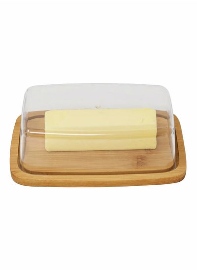 Buy Bamboo Butter Dish With Dome Lid, Covered Butter Holder for Countertop, Airtight Butter Container with Cover, Butter Keeper Storage Perfect for West, East Coast Butter, Dishwasher Safe in UAE