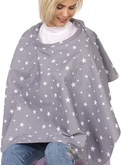 Buy Sevi Baby Grey Star Nursing Cover for Breastfeeding - 360 Degree Privacy, View Baby Hands-Free Universal Fit, Cotton, for Girls and Boys in Egypt
