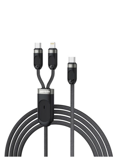 Buy Type-C & Lightning Fast Charging Cable /Simultaneous Charging/ Braided Wire/ Universal Compatibility/ 1.2M Cable Length/ 60W PD - Black in UAE