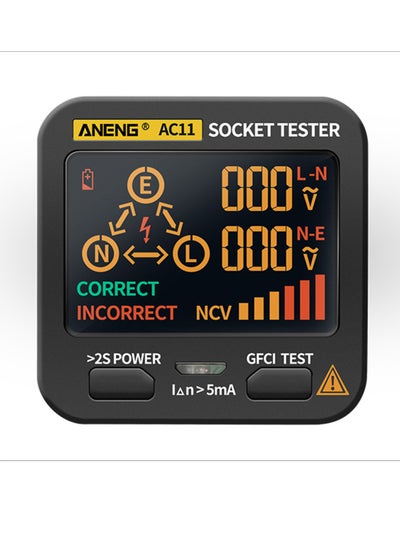 اشتري ANENG AC11 Socket Tester Electric Leakage Detector LCD Display Ground Wire Zero Line Live Wire Phase Multifunctional Electrical Electroscope RCD NCV Electric Tester Circuit Polarity Detector في السعودية