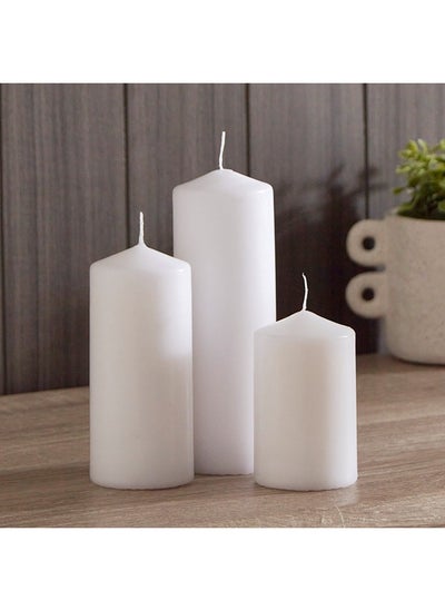 Buy Luna 3-Piece Pillar Candle Set 6 x 18 x 6 cm in Saudi Arabia