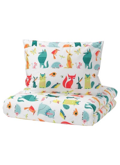 Buy Duvet Cover And Pillowcase Animal Multicolour 150X200 50X80 Cm in Saudi Arabia