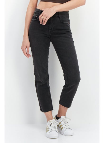 Buy Women Slim Fit Washed Stretchable Denim Jeans, Black in Saudi Arabia