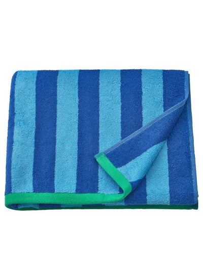 Buy Bath Towel Bright Blue And Light Blue Striped 70X140 Cm in Saudi Arabia