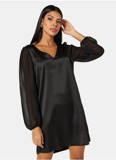 اشتري Satin Puff Sleeve Mini Dress في الامارات