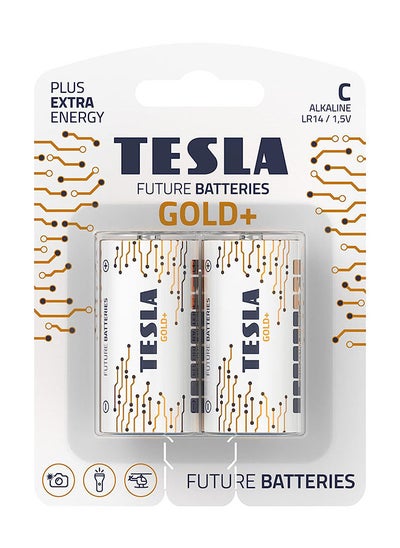 Buy C Battery Gold+ Alkaline - Plus Extra Energy Blister Foil LR14/1.5V Pack of 2 in UAE