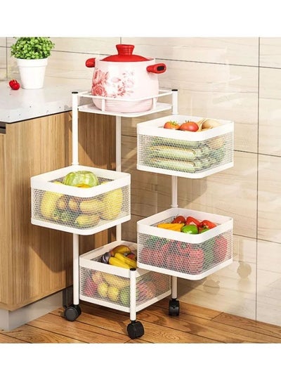 Buy Rotating Kitchen Shelf 4 Tier Fruit Vegetable Storage Basket Rack in UAE