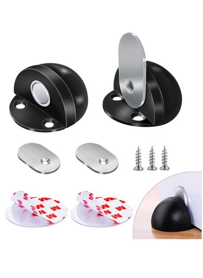 Buy Magnetic Door Stops Floor Mounted, Strong Magnetic Self Adhesive Magnetic Door Stopper Stainless Steel Door Holder Soft Close Door Magnet Heavy Duty Black Rubber (2 Pack) in Saudi Arabia