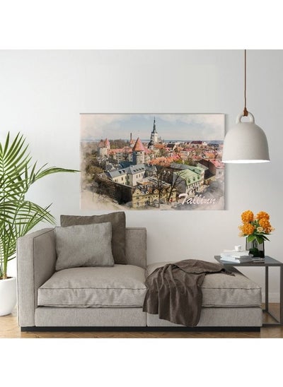 Buy Canvas Wall Art, Abstract Framed Portrait of Old Town in summer, Estonia in Egypt