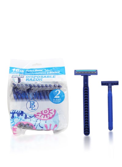 Buy Box of 24 Blue Razor Blades Disposable Stainless Steel High End Twin Blade Razors in Saudi Arabia