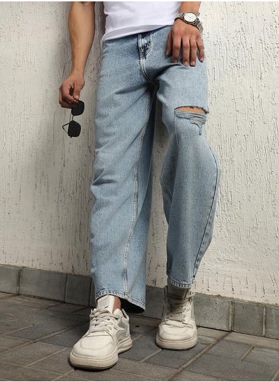 Buy Mid Rise Ripped Baggy Jeans in Saudi Arabia