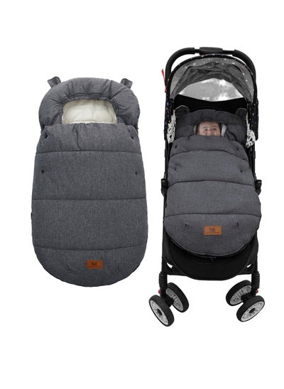 اشتري Pushchair Pram Footmuffs, Universal Warm Stroller Sleeping Bag, Winter Warm Cosy Toes for Pushchair, Waterproof Windproof Anti-Slip Sherpa Lining & Fleece Hood Machine Washable في الامارات