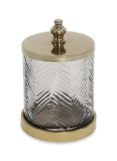 Buy Chevron Cotton Jar, Smoke & Gold - 10x14 cm in UAE