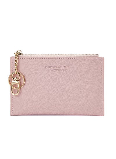 Buy Fashion Multi-slot wallet with Keychain, Mini Coin Wallet Card Case for Women, Card Wallet Organizer & ID Window (Pink) in Saudi Arabia