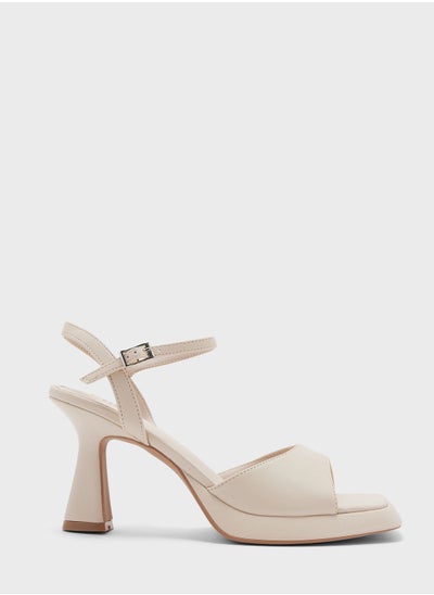 Buy Flared Heel One Strap Platform Sandal in UAE