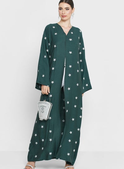Buy V-Neck Embroidered Abaya in Saudi Arabia