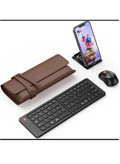 اشتري Meetion Foldable Bluetooth Keyboard and Mouse BTC001 Bluetooth Wireless Connectivity Unparalleled Portability Rechargeable And Efficient Black في الامارات