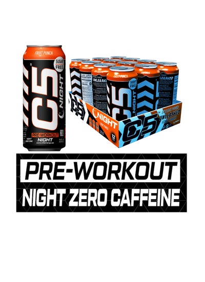 Buy C5 Night Fruit Punch Pre-Workout Caffeine Free(Full Box 12 cans) in UAE