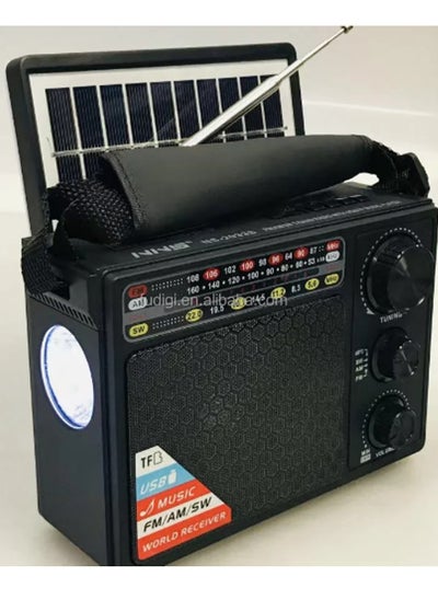 Buy Solar Powered Rechargeable Radio with 3 Bands FM-AM-SW - Bluetooth, SD Card, Flash Memory and Music Player in Egypt