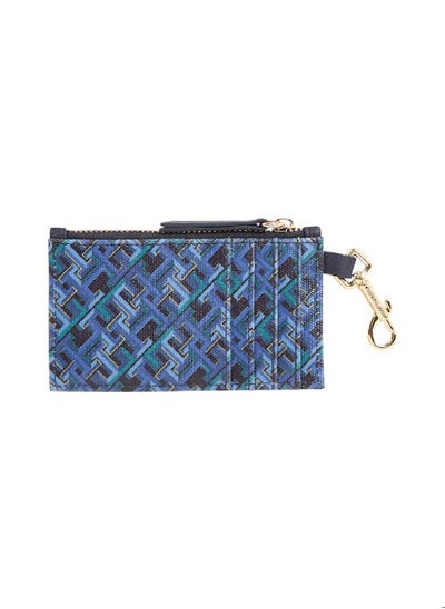 Buy Women's Th Monogram Clip-On Credit Card Holder -  Pure cotton, Blue in UAE