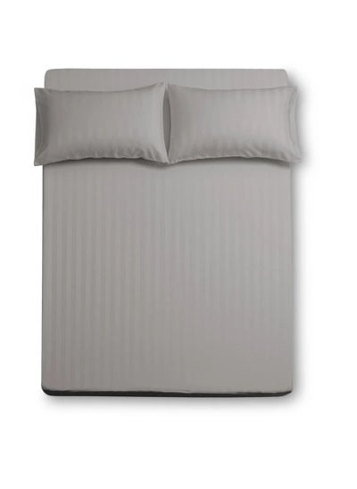 Buy Single and Twin Bed Hotel Fitted 2-Piece Bed Sheet Set - Microfiber, Classic Striped Design in Saudi Arabia