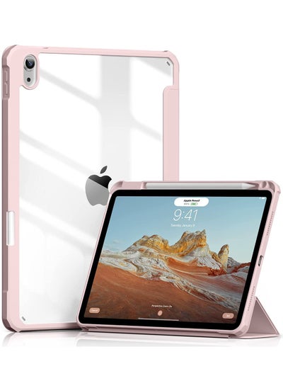 اشتري جراب لجهاز iPad Air من الجيل الخامس (2022) iPad Air 4th Gen (2020) 10.9 بوصة [حامل أقلام رصاص مدمج] غطاء ثلاثي الطي مقاوم للصدمات مع غطاء خلفي شفاف شفاف للاستيقاظ التلقائي للنوم في الامارات