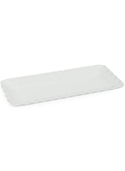 اشتري Onde Porcelain Serving Platter, White - 36x16 cm في الامارات