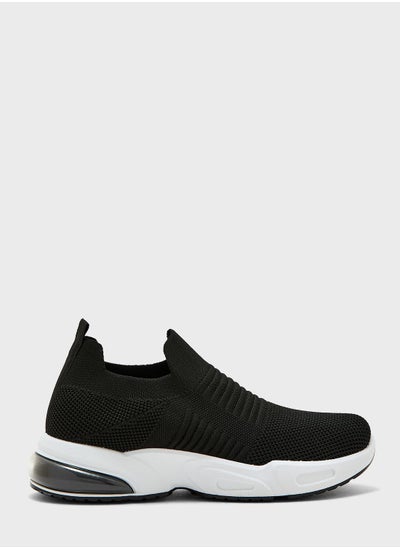 Buy Tonal Striped Knit Slip On Comfort Shoe in UAE