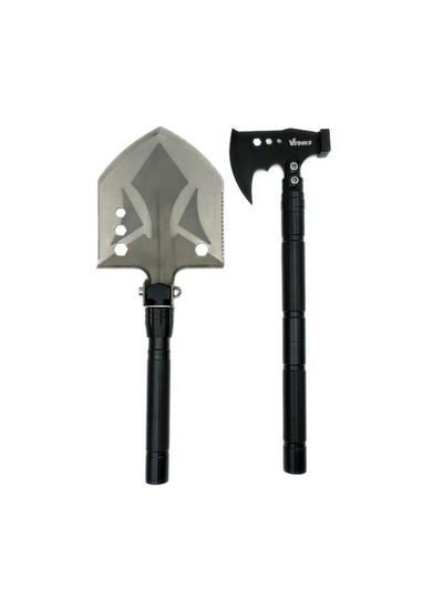 Buy 9 In 1 Survival Shovel with Axe  Multifunctional Tactical Folding Shovel High Carbon Steel Camping Gear in UAE