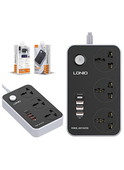 اشتري SC3412 PD Fast Charge 20W Power Supply Cord and Charger with 3 Power Ports and 3 USB 3.0 Ports Fast Charge في مصر