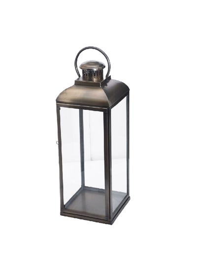 Buy Stainless Steel and Glass Lantern with Handle Bronze and Clear 71 x 25.5 x 25.5 cm 14014 L in Saudi Arabia