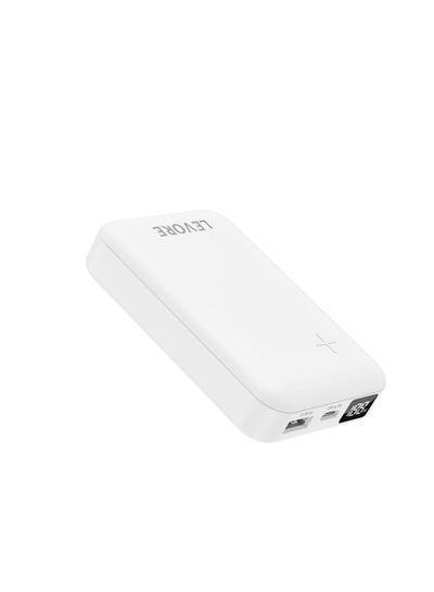 Buy Levore PowerBank 10000mAh, Fast Charging with USB-A PD22.5W and USB-C PD20W - White in UAE
