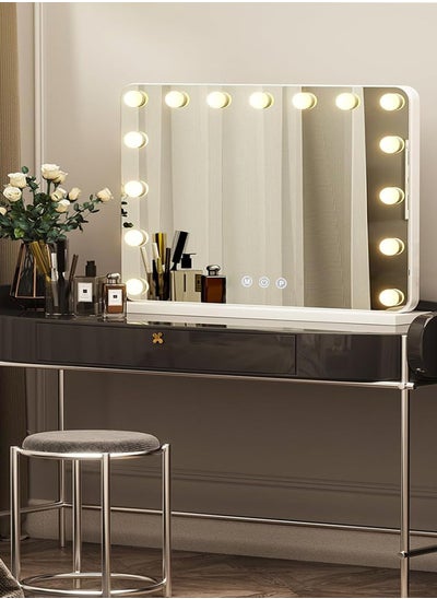 Buy Hollywood Vanity Mirror with Dimmable LED Bulbs 3 Color Modes and Touch Control in UAE