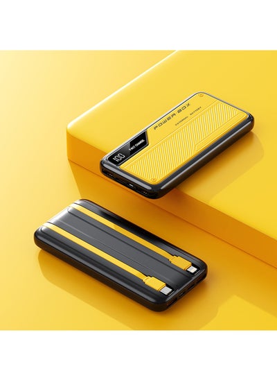 Buy UltraCompact 10000mAh Portable Power Bank - Fast Charging, Digital Display, Mini Self-Contained Cable, 22.5W Quick Charge, Ultra-Thin, Compact Design for On-The-Go Charging (Yellow) in Saudi Arabia