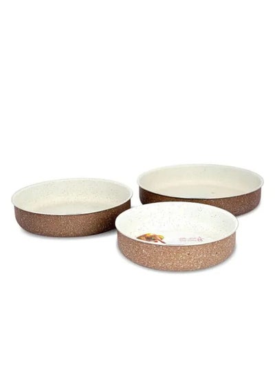 Buy Rocky Brown Granite Trays Set 3 Pieces 26+30+34cm in UAE