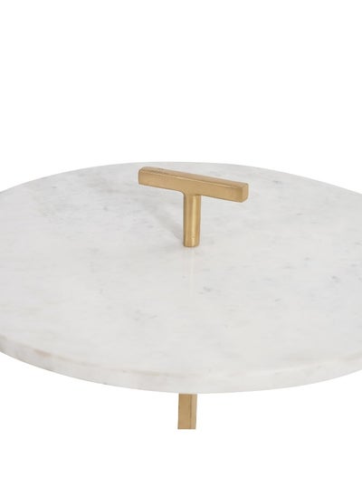 اشتري Esento Accent Table Marble - White And Gold في الامارات