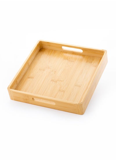 Buy Square beige bamboo wooden serving tray in Saudi Arabia